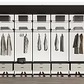 Modern Minimalist Open Wardrobe With Hanging Clothes Drawers And Storage Compartments