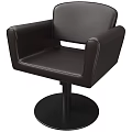 Brown Leather Leisure Chair With Armrests Swivel Base And Black Pedestal