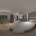 Modern Hotel Guest Room Interior With Double Bed TV Wall Desk Chair And Wooden Flooring