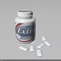 Extra Professional Whitening Chewing Gum Bottle With White Pieces On Surface