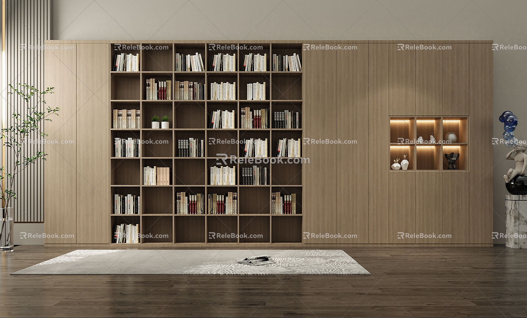 Modern bookcase 3d model