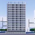 Modern High Rise Building With Glass Curtain Wall And Surrounding Trees