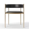 Sleek Modern Accent Chair With Leather Upholstery And Metal Legs In Black Gold Frame Design