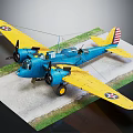 Blue And Yellow Twin Engine Fighter Jet With American Stars And Stripes Insignia