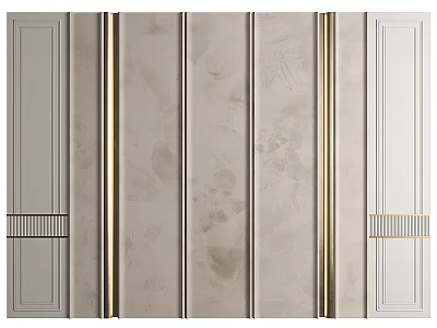Modern Wall Interior Design With Minimalist Panels Gold Accents And Textured Surfaces 3d model