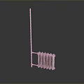 Modern Silver Radiator With Vertical Pipe And Horizontal Fins On Dark Background 3d model
