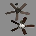 Ceiling Mounted Air Conditioner Fans With Wooden Blades And Different Designs 3d model