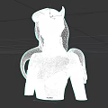Woman 3D Model Bust with Long Hair Horns and Decorative Armor Design