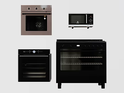Black And Brown Modern Kitchen Appliances Including Oven Microwave And Stove 3d model