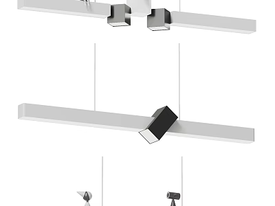 Modern Linear Pendant Light With Black And White Metal Design For Living Space 3d model