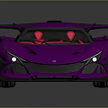 Shiny Purple Sports Car Featuring Metallic Finish Orange Wheels And Large Rear Spoiler