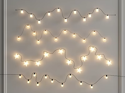 Warm White Decorative Lights With Star Shaped Bulbs Hanging For Home Decoration 3d model