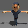 Cartoon Doll With Blue Cap Big Nose Mustache Dark Blue T shirt And Arms Outstretched