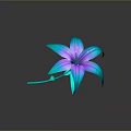 Vibrant Blue Purple Gradient Lily Flower With Shiny Petals On Dark Background