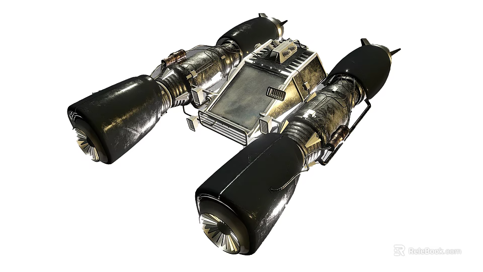 Mechanical Device With Dual Cylindrical Engines And Central Metal Connecting Structure 3d model 