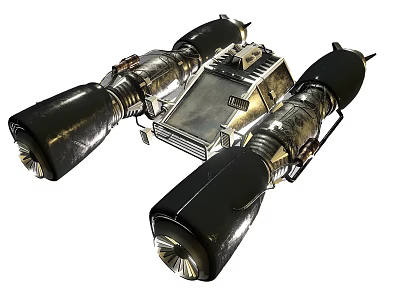Mechanical Device With Dual Cylindrical Engines And Central Metal Connecting Structure 3d model