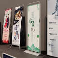 Various Advertising Billboards With Promotional Content Diverse Designs And Display Stands