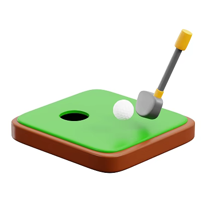 Mini Golf Sports Equipment With Putter Golf Ball And Green Mat 3d model