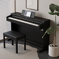 Modern Black Electric Piano Piano Stool 3d model