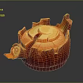 Red Creative Teapot With Cracked Texture Spiral Spout And Round Lid Design