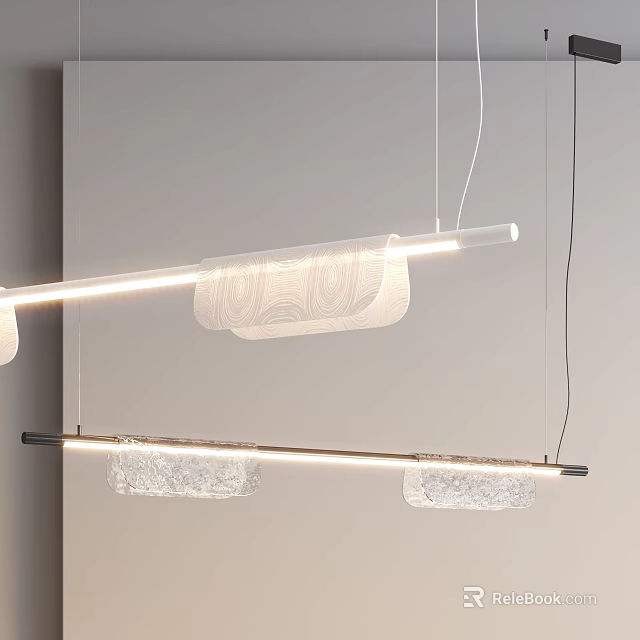 Modern Textured Glass Chandelier With Hanging Pendant Lights For Interior Design 3d model 