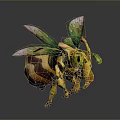 Colorful Winged Bee With Yellow Black Striped Body Green Eyes Artistic Design