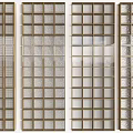 Modern Glass Partition Panels With Metal Grid Frames And Textured Design 3d model