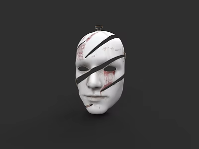 White Hat With Black Stripes And Red Stains On Dark Background Design 3d model