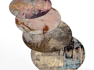 Stylish Round Rugs Featuring Multiple Abstract Patterns And Vibrant Colors For Home Decor 3d model
