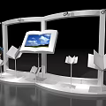 Interactive Book Shaped Display With Screen Showing Blue Sky And Paper Plane Models 3d model