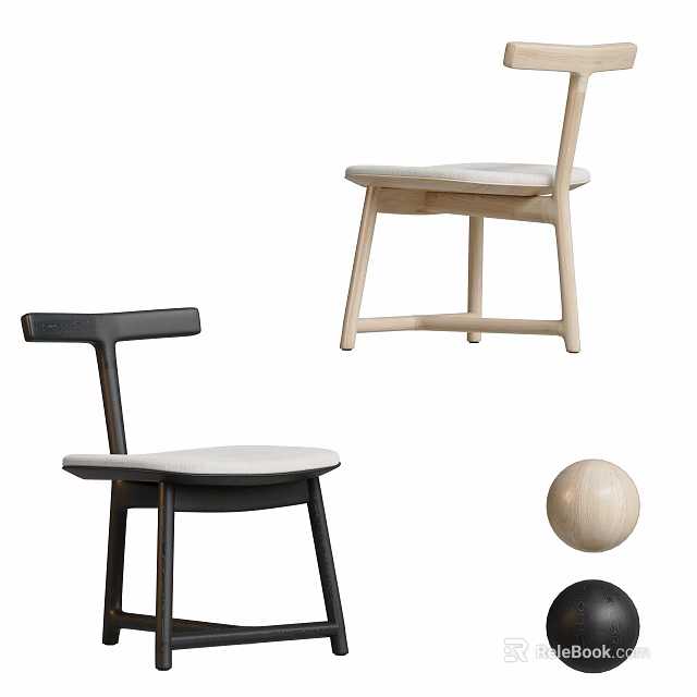 Sleek Modern Dining Chairs In Black And Light Tones With Wooden Frames And Comfortable Seats 3d model 