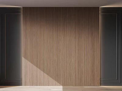 Modern Wooden Wall Paneling With Vertical Stripes Dark Side Cabinets And Light Shadow Texture 3d model