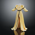 Elegant Yellow Long Gown With Black Trim And Beaded Neckline Design