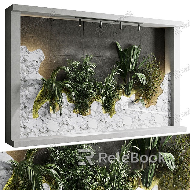 Modern green plant background wall window display model