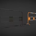 Orange and White Metal Barriers for Construction Safety Worn with Warning Signs