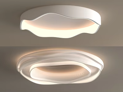 Modern Curved White Ceiling Light With Soft Illumination And Sleek Design 3d model
