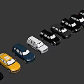 Various Colored Cars Parked In A Row With Different Models And Styles