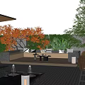 Modern Villa Garden Landscape Design with Courtyard Water Feature Outdoor Furniture and Greenery Lighting