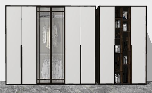 Modern Wardrobe Bookcase 3d model