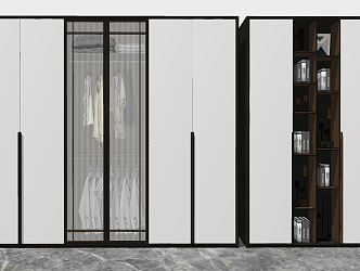 Modern Wardrobe Bookcase 3d model