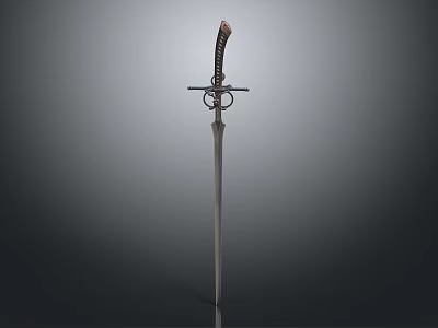 Medieval Weapon Sword With Ornate Hilt And Polished Steel Blade Design 3d model