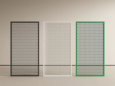Stylish Room Dividers With Honeycomb Mesh Design In Black White And Green 3d model