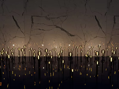 Modern Outdoor Lights Glowing At Night With Reflective Bases And Stylish Design 3d model