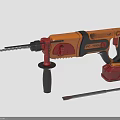Orange And Black Rotary Hammer Drill With Drill Bit And Chisel Professional Power Equipment