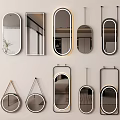 Stylish Decorative Mirrors With Various Shapes And Modern Frames For Home 3d model