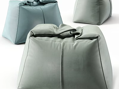 Modern Light Green Bean Bag Chairs With Stitched Leather Design Set 3d model