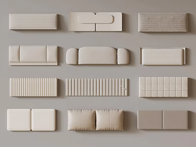 Various Sofa Cushion Designs Featuring Different Textures And Shapes For Home Use 3d model