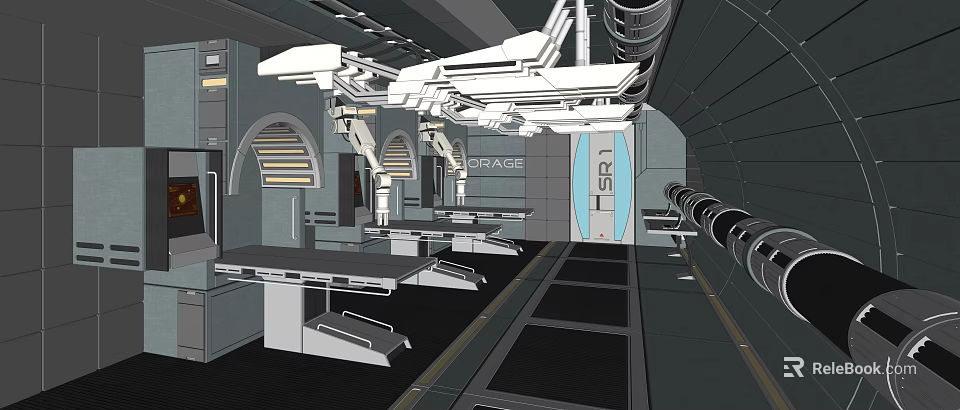 Futuristic Surgical Operating Room Interior With Multiple Tables And Advanced Equipment 3d model