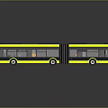 Yellow Modern Articulated Bus With Large Windows And Interior Seats Exterior Design