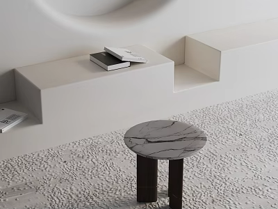 Modern Minimalist Side Table With Marble Top And Black Legs In Living Room Interior Decor 3d model